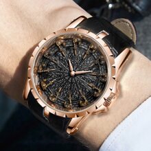 ONOLA 新款時尚皮革防水金色石英手錶男士手腕豪華手錶男士