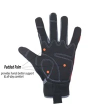 handlandy 1 Pair Work Gloves, Utility Mechanic Working Gloves Touch Screen, Flexible Breathable Yard Work Gloves - Red - View 3