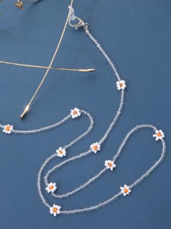 Beaded Flower Decor Cute Eyeglass Chain