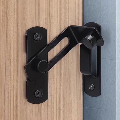 Sliding Barn Door Lock Flip Door Latch Security Front Door Locks For Wine Cabinet Bathroom Outdoor Garage Garden Closet Door (90 Degrees Black)