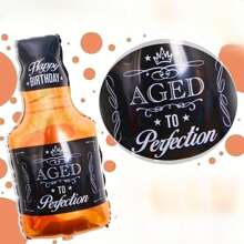 23pcs Wiskey Bottle And Beer Cup Black Gold Star Shaped Foil Balloon With Black Gold Color Latex Sequin Balloon For Birthday Party Decoration Happy Bday Celebration Of Any Age Or Year, Christmas - Champagne - View 6