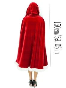 1pcChristmas costume Adult Christmas cape Cape Little Red Riding Hood Christmas cape party stage costume - Red - View 5