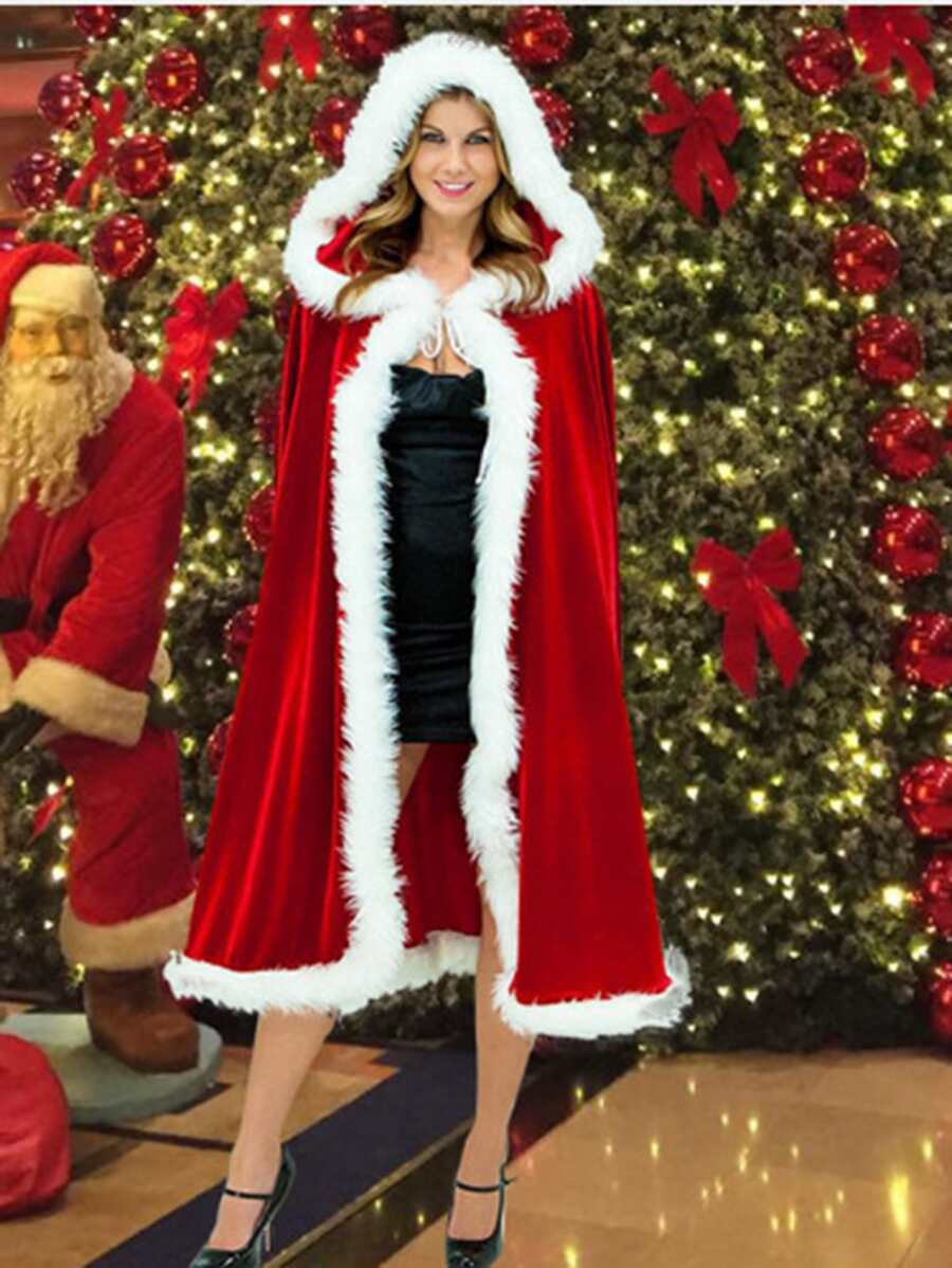 1pcChristmas costume Adult Christmas cape Cape Little Red Riding Hood Christmas cape party stage costume - Red - View 1