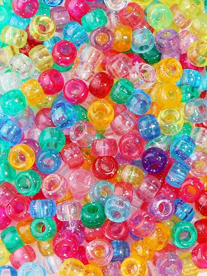 200pcs Mixed Color Transparent Glitter Small Horse Beads, Suitable For Hair Accessories, Braiding, Crafts, Plastic Beads For Bracelet And Jewelry Making