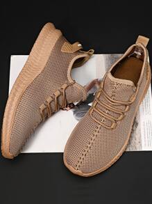 2025 Plus Size Men's Breathable Lightweight Casual Sneakers With Mesh Uppers, Soft Soles, Suitable For Daily Commute, Walking, School Style