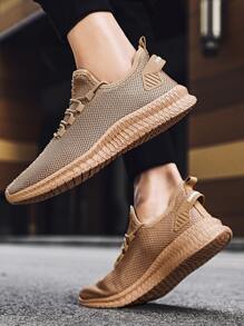 2025 Plus Size Men's Breathable Lightweight Casual Sneakers With Mesh Uppers, Soft Soles, Suitable For Daily Commute, Walking, School Style