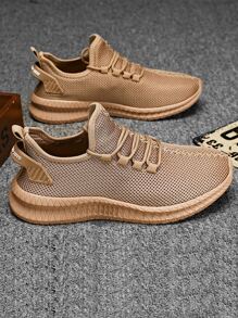 2025 Plus Size Men's Breathable Lightweight Casual Sneakers With Mesh Uppers, Soft Soles, Suitable For Daily Commute, Walking, School Style