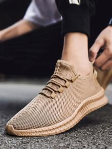 2025 Plus Size Men's Breathable Lightweight Casual Sneakers With Mesh Uppers, Soft Soles, Suitable For Daily Commute, Walking, School Style