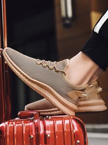 2025 Plus Size Men's Breathable Lightweight Casual Sneakers With Mesh Uppers, Soft Soles, Suitable For Daily Commute, Walking, School Style