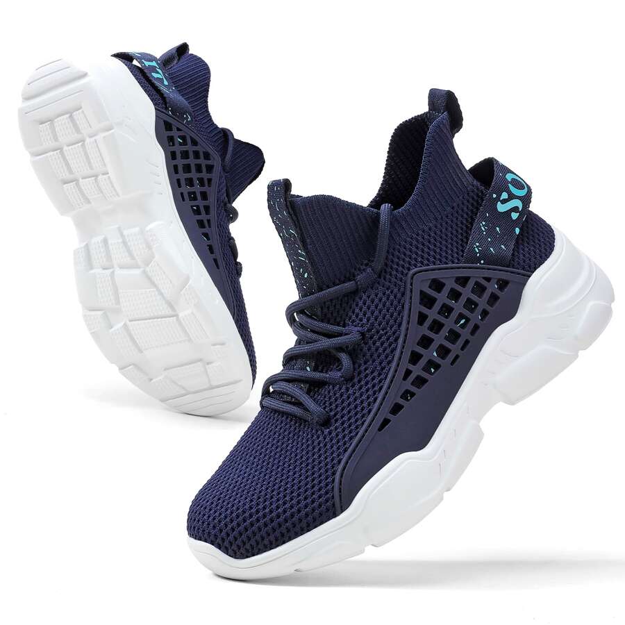 Boys Girls Sneakers Running Shoes Fashion Kids Tennis Sneakers Casual Athletic Walking Shoes for Big Little Kids - 深藍色 - 查看 1