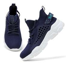 Boys Girls Sneakers Running Shoes Fashion Kids Tennis Sneakers Casual Athletic Walking Shoes for Big Little Kids - 深藍色 - 查看 3