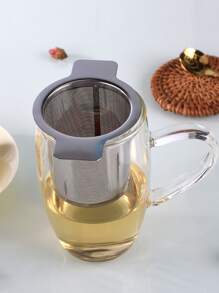 1pc Double Handle Stainless Steel Tea Strainer - Silver - View 1
