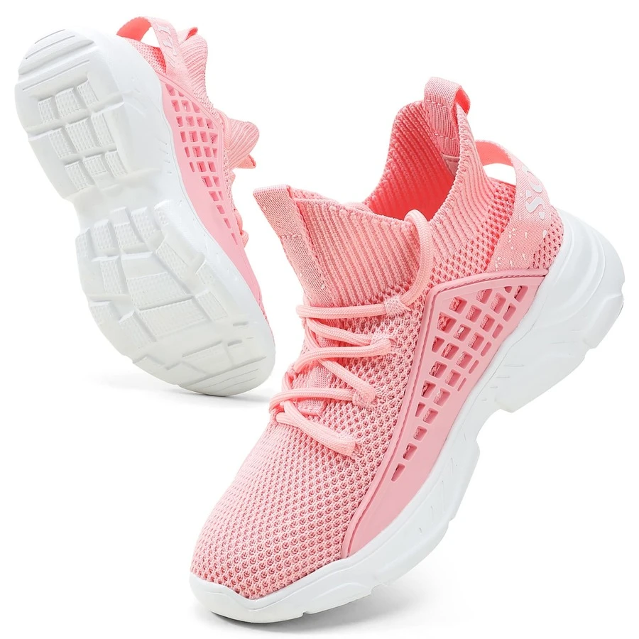 Boys Girls Sneakers Running Shoes Fashion Kids Tennis Sneakers Casual Athletic Walking Shoes for Big Little Kids - 粉色 - 查看 1