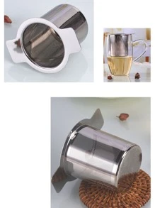 1pc Double Handle Stainless Steel Tea Strainer - Silver - View 3