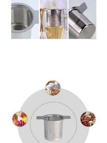 1pc Double Handle Stainless Steel Tea Strainer - Silver - View 5