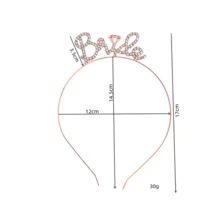 1個17cm玫瑰金新娘頭帶,歐美風格字母b設計,鑲嵌鑽石的派對頭飾,婚禮髮飾