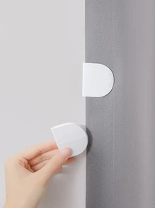 2 件浴室窗帘固定夹，带强力粘合剂，无需钻孔，适用于家用窗帘、浴帘和门帘 - 白色 - 查看 1