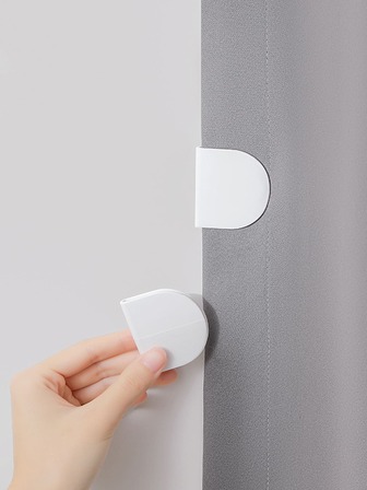 2 件浴室窗帘固定夹，带强力粘合剂，无需钻孔，适用于家用窗帘、浴帘和门帘