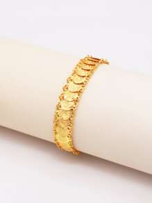 Gold Coin Shaped Bracelet/Bangle, Suitable For Men And Women, Exquisite Gift - C - View 8
