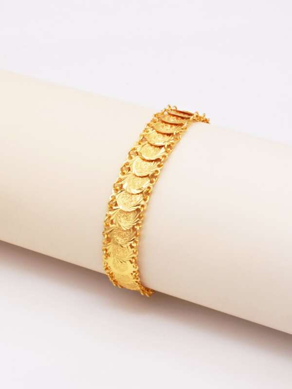 Bracelete/bangle Projetado(a) Com Moeda Dourada Para Mulheres/homens, Ótimo Presente