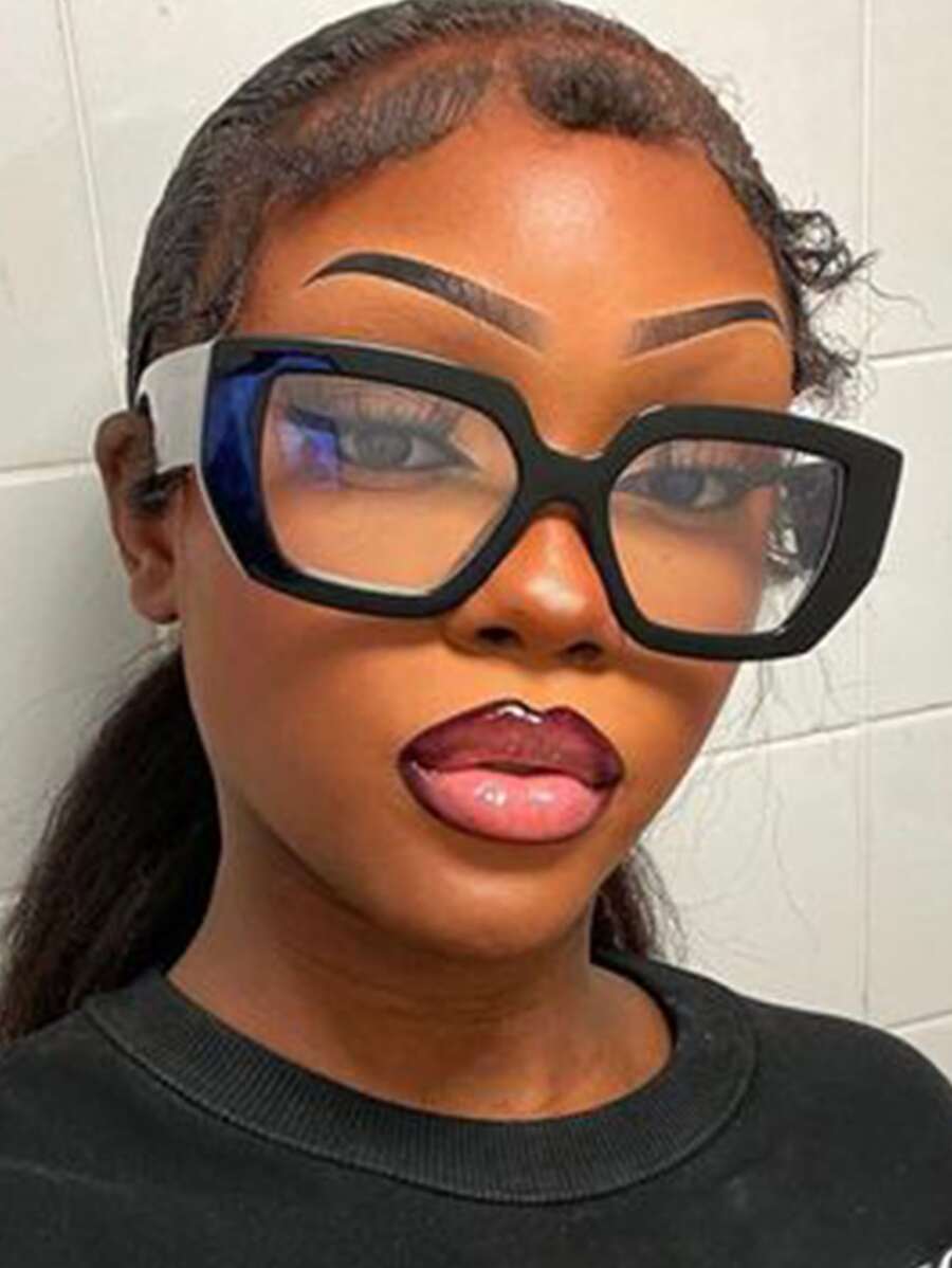 2023 New Trendy Wide Frame Unisex Clear Lens Glasses Vintage Street