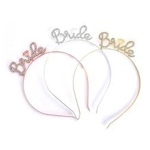 1個17cm玫瑰金新娘頭帶,歐美風格字母b設計,鑲嵌鑽石的派對頭飾,婚禮髮飾