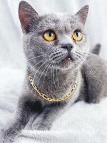 1pc Simple Aluminum Pet Necklace For Fashion - Gold - View 1