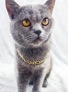 1pc Simple Aluminum Pet Necklace For Fashion - Gold - View 3