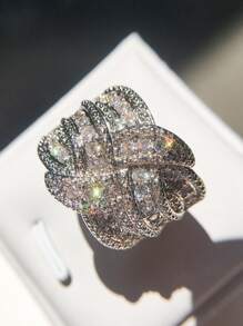 1 Miếng Siêu Lấp lánh Khối Zirconia  Cao quý Và Thanh lịch Của phụ nữ Nhẫn - Bạc - Xem 6