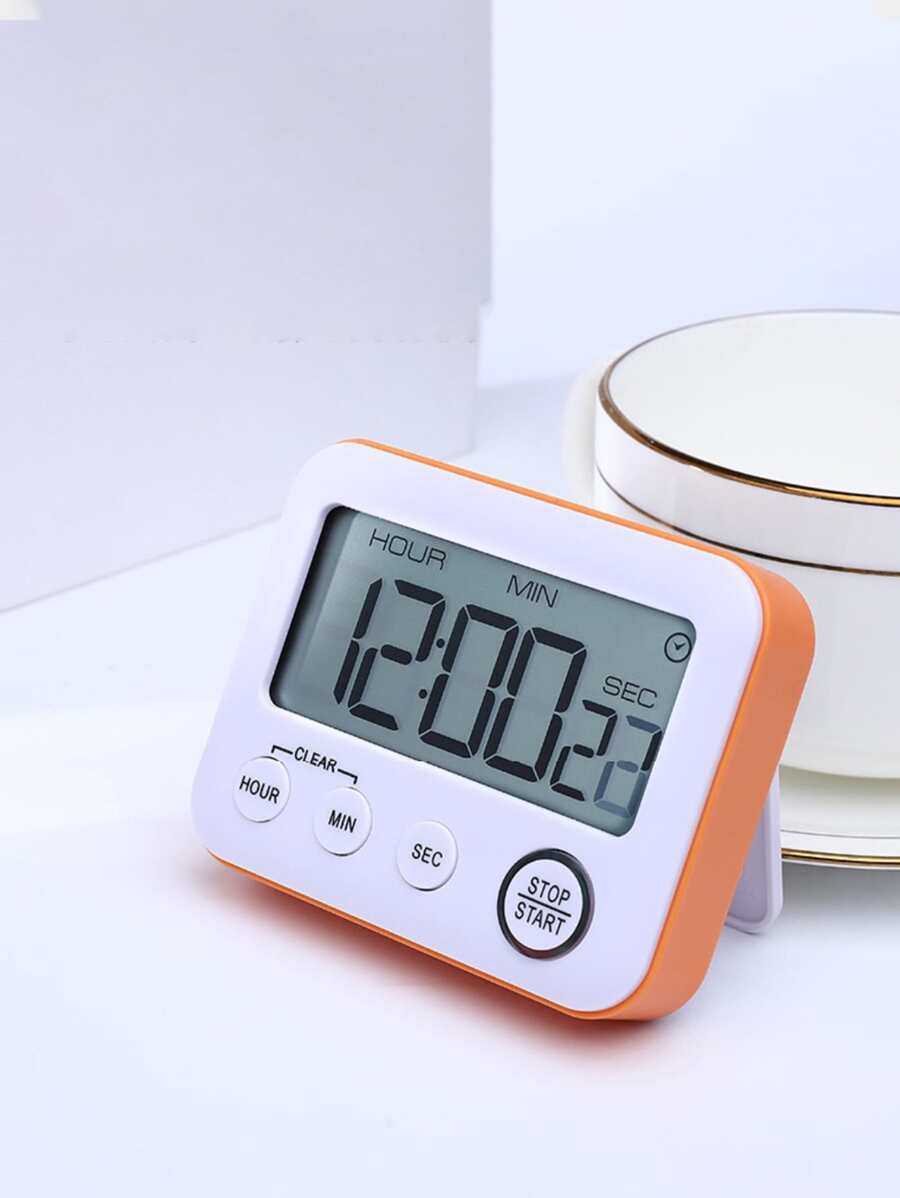 1 Reloj Temporizador Electrónico Con Pantalla Digital De 24 Horas, Temporizador De Cuenta Atrás Y Cuenta Regresiva De Cocina De Forma Cuadrada, Reloj De Alarma Fuerte - Naranja - Ver 1