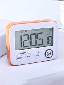 1 Reloj Temporizador Electrónico Con Pantalla Digital De 24 Horas, Temporizador De Cuenta Atrás Y Cuenta Regresiva De Cocina De Forma Cuadrada, Reloj De Alarma Fuerte - Naranja - Ver 4