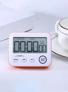 1 Reloj Temporizador Electrónico Con Pantalla Digital De 24 Horas, Temporizador De Cuenta Atrás Y Cuenta Regresiva De Cocina De Forma Cuadrada, Reloj De Alarma Fuerte - Naranja - Ver 5