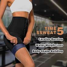 运动户外 1 件装多色涤纶女式短裤，非常适合锻炼、训练、塑身和出汗塑身衣腰部训练器紧身胸衣 - 藍色 - 查看 7