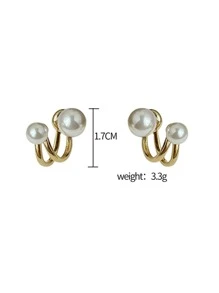 1pair Bridal Faux Pearl Stud Earrings Elegant,Summer Outfits For Women Valentine's Day Accessories