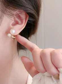 1pair Bridal Faux Pearl Stud Earrings Elegant,Summer Outfits For Women Valentine's Day Accessories