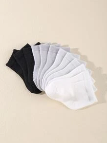 12pairs Baby Solid Color Mid-calf Socks - Multicolor - View 3