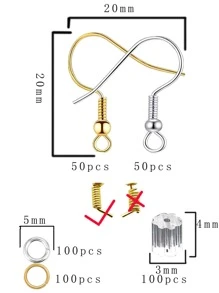 400pcs Earring Making Kit With Earring Hooks, Jump Rings And Clear Rubber Earring Backs, Ideal For Diy Jewelry Making (silver And Gold)