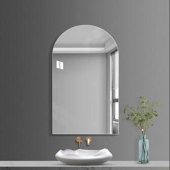 1 件大号半圆形高清亚克力自粘化妆镜浴室洗脸盆装饰镜贴纸背面带胶无需钻孔易于使用撕开即可粘贴