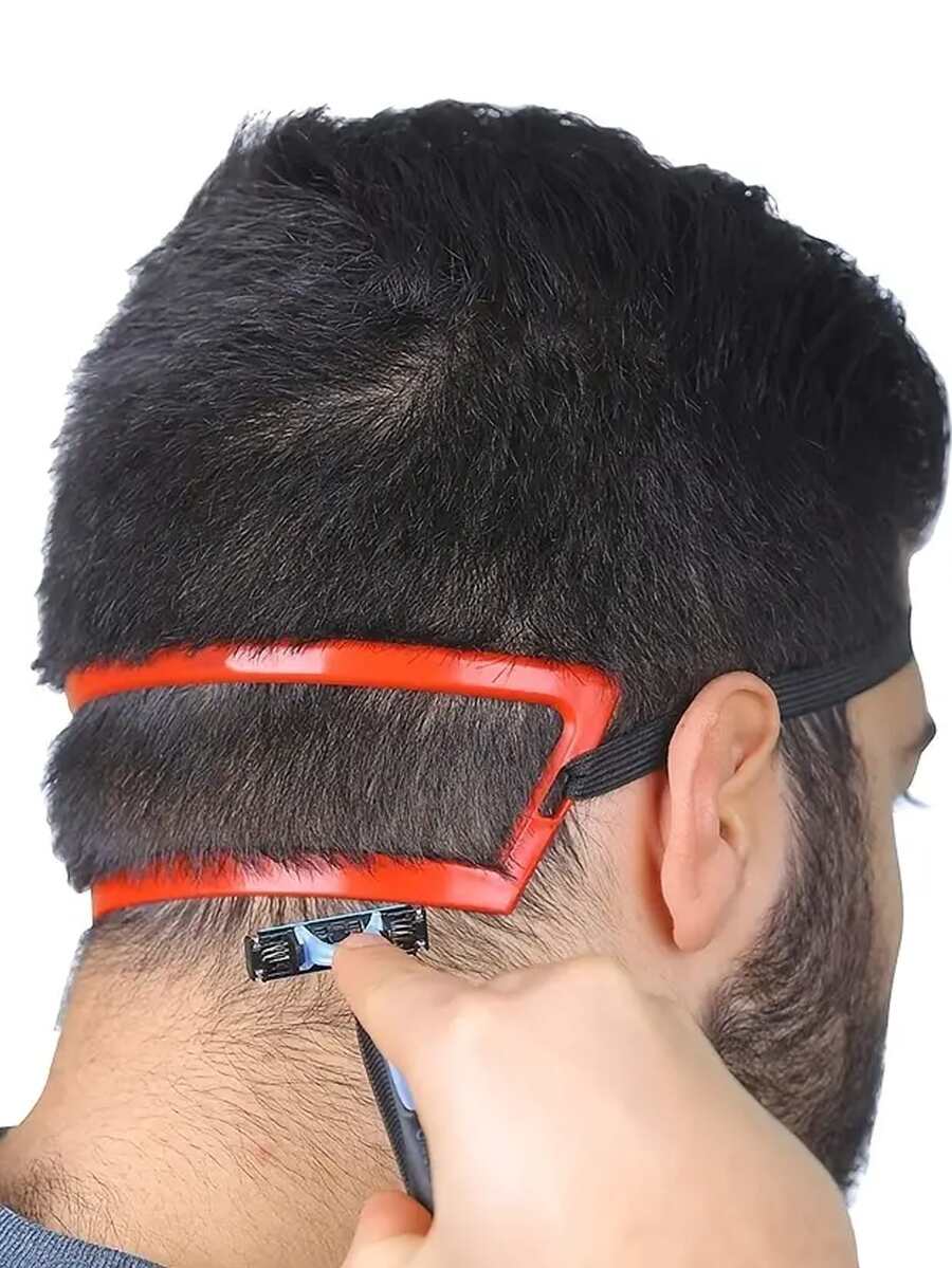 1個可調節帶和掛繩的頸部修剪模板,適用於髮際線和鬍鬚修剪指南