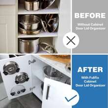 LINKOOL 1/2个装自粘式锅盖收纳架，壁挂式免打孔厨房储物架，锅盖支架