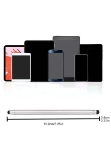 1pc 1st Generation Dual Tip Capacitive Stylus, Touch Screen Pen With Rubber Head Compatible With Smartphones, Tablets. For Android Os Devices - Silver - View 4