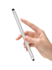 1pc 1st Generation Dual Tip Capacitive Stylus, Touch Screen Pen With Rubber Head Compatible With Smartphones, Tablets. For Android Os Devices - Silver - View 2