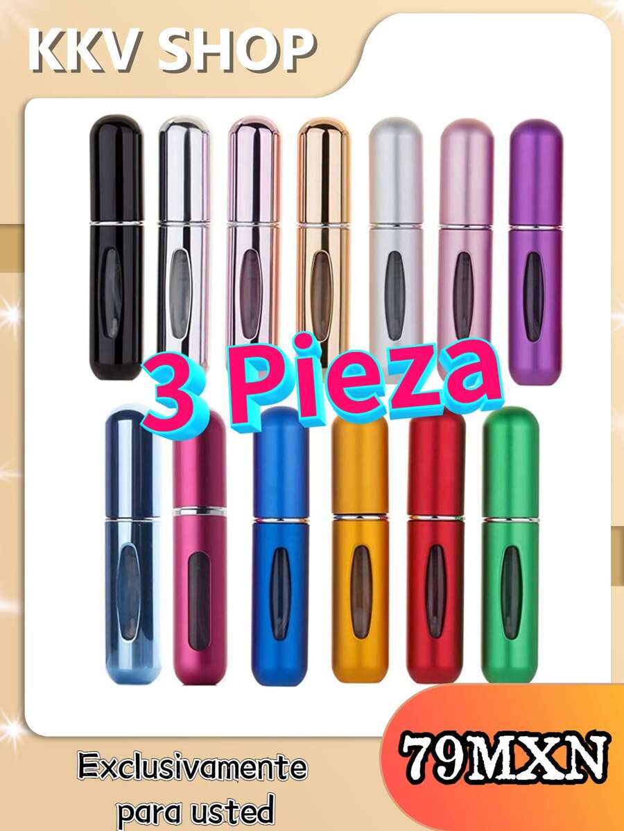 3piezas Mini Atomizador Para Perfume Recargable Capsula Viaje 5ml-A - Rojo - Ver 1