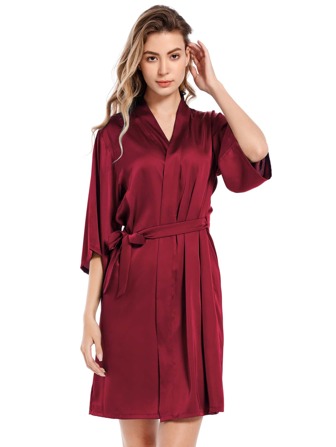 女性純色睡衣長袍家居服務 婚禮伴娘晨間禮服 1件套裝