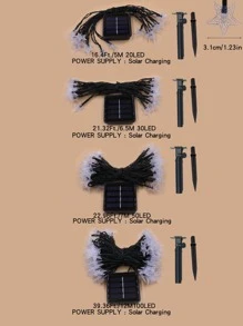 1入組20/30/50/100顆led 5/6.5/7/12米太陽能星星串燈,適用於戶外露營、別墅、陽台裝飾草坪、花園、廣場和四季 - 白色 - 查看 2