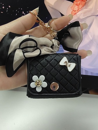 1pc Floral Bow Decorated Keychain Or Bag Charm Bag Accessories Gift Gift Accessories Decor For Teen Girls Women College Students Rookies & White-Collar Workers Key Chain Charms Key Lanyard Car Accessories Women