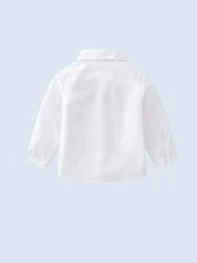 Chàng trai trẻ Trắng Tay áo dài Nút lên Áo sơ mi Với Thắt nơ , Giải trí Và Linh hoạt , Thích hợp Đối với Mặc hàng ngày - trắng - Xem 4