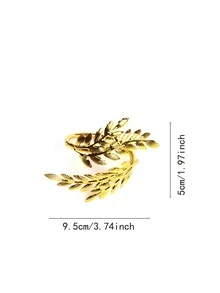 1 件金色金屬仿真麥穗餐巾環適合家庭廚房、餐廳、婚禮、派對、酒店、農舍、家庭聚會餐桌裝飾、鄉村風格