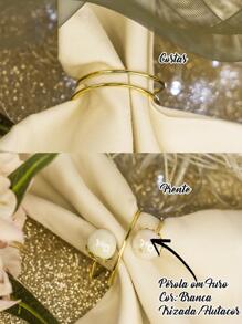Napkin Rings - trắng với vàng - Xem 2