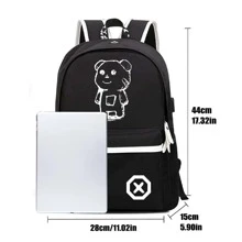 Balo/Túi đeo vai in họa tiết phát sáng nhẹ, vải chống thấm nước, dây đeo có thể điều chỉnh, giản dị & đa năng cho trường học/đại học, thiết kế in quai ngẫu nhiên đi bộ đường dài sinh viên du lịch mùa thu giáng sinh đồ dùng thiết yếu khi đi học túi cắm trại túi du lịch mùa hè trở lại trường túi đi biển túi đựng máy tính xách tay túi thể thao dành cho nam ba lô du lịch phải có túi lớn mùa xuân - màu đen - Xem 6